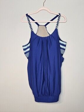 Swim By Cacique Bathing Suit Top No Wire Bra Top Style Size 22 Blue Striped
